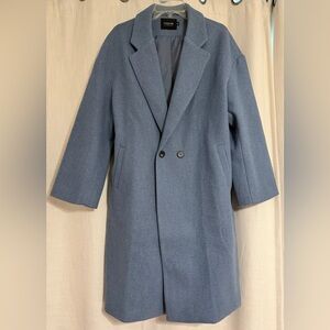 Tailored Double-Breasted Pea Coat in Slate Blue with Pockets XL Women New no tag
